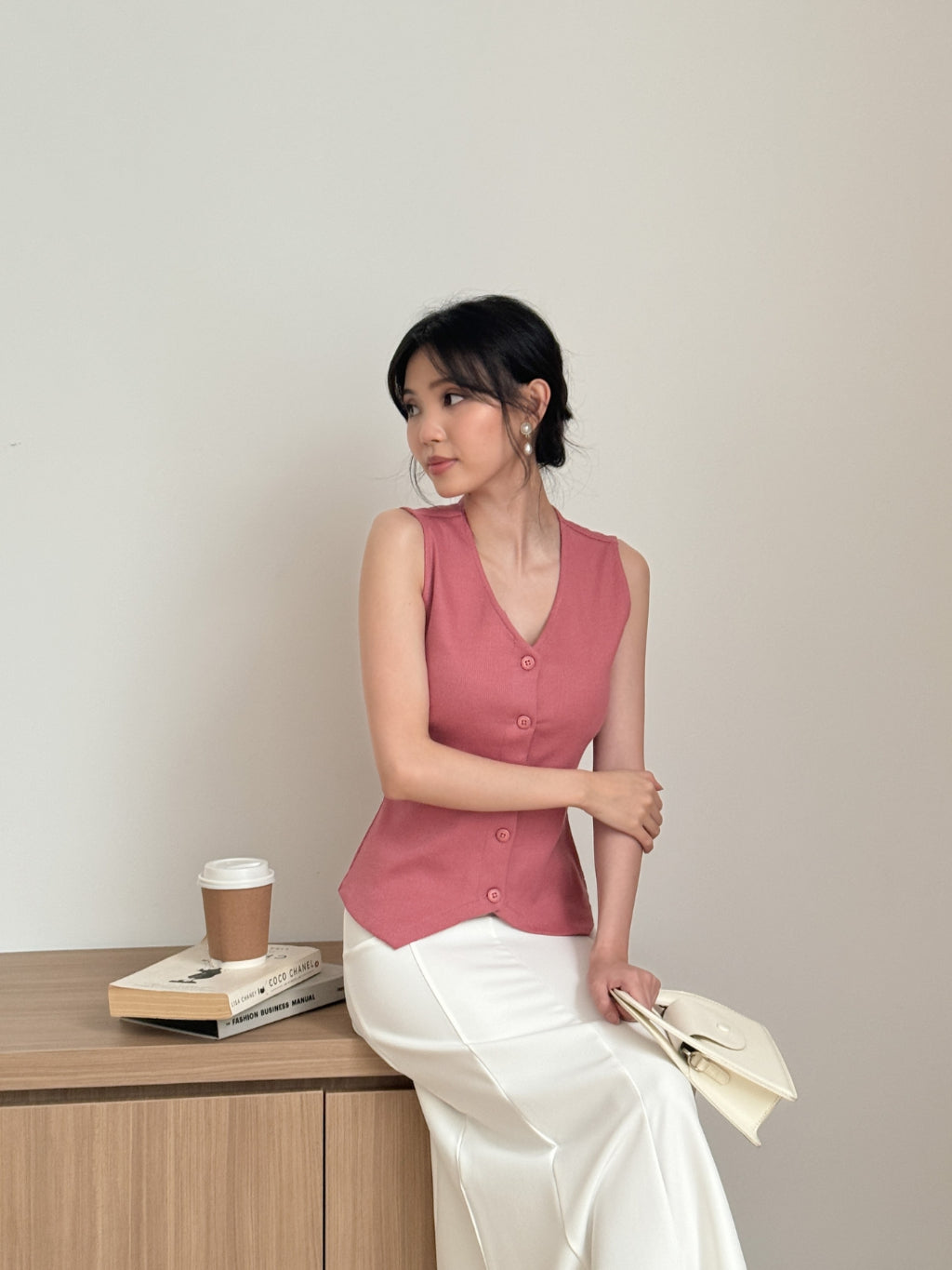 Kadaka T-0537 Vest Top Ribbed Knit | Atasan Rompi Wanita