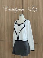 Load image into Gallery viewer, Kadaka T-0420 Tanktop Set with Cardigan Crop with Ribbon Coquette Style
