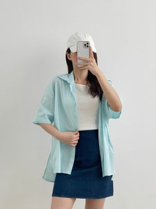 Kadaka T-0500 Basic Oversized Shirt with Slit | Atasan Kemeja Wanita Oversized