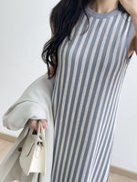 Muat gambar ke penampil Galeri, Kadaka D-0247 Midi Stripes Loose Dress | Dress Panjang Wanita Knit
