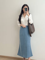 Muat gambar ke penampil Galeri, Kadaka B-0205 Jeans Maxi Skirt | Rok Panjang Jeans Wanita
