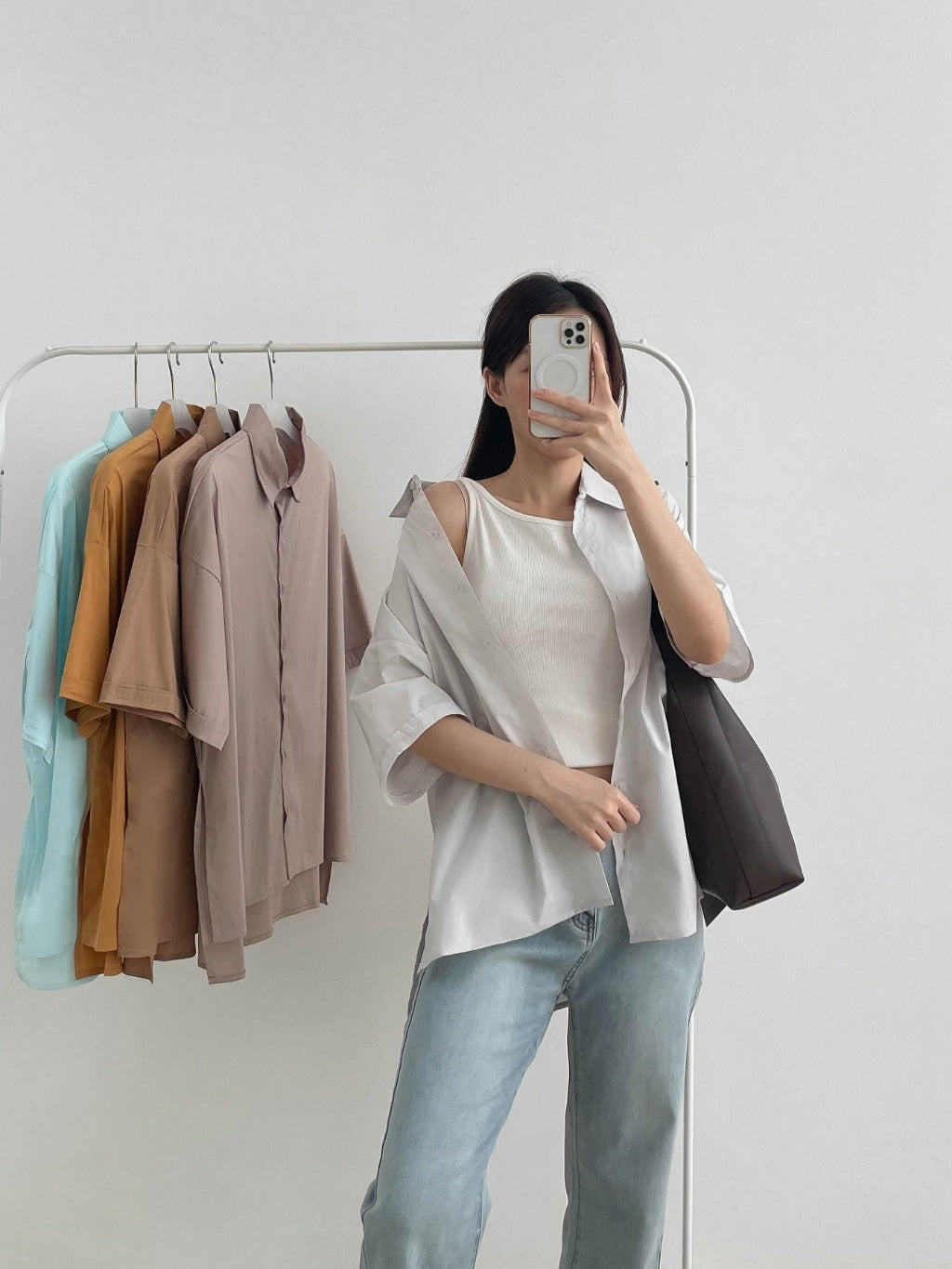 Kadaka T-0500 Basic Oversized Shirt with Slit | Atasan Kemeja Wanita Oversized