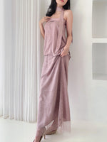 Muat gambar ke penampil Galeri, Kadaka B-0193 Maxi Skirt Satin Chantilly Lace Rok Panjang Wanita
