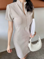 Muat gambar ke penampil Galeri, Kadaka D-0237 High Neck Zipper Knit Dress | Mini Dress Wanita
