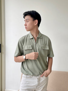 Kadaka MT-0193 Half Zip Polo Shirt | Atasan Polo Pria Double Pocket