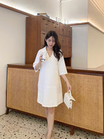 Load image into Gallery viewer, Kadaka D-0240 Loose V Neck Dress Korean | Mini Dress Wanita Kerah
