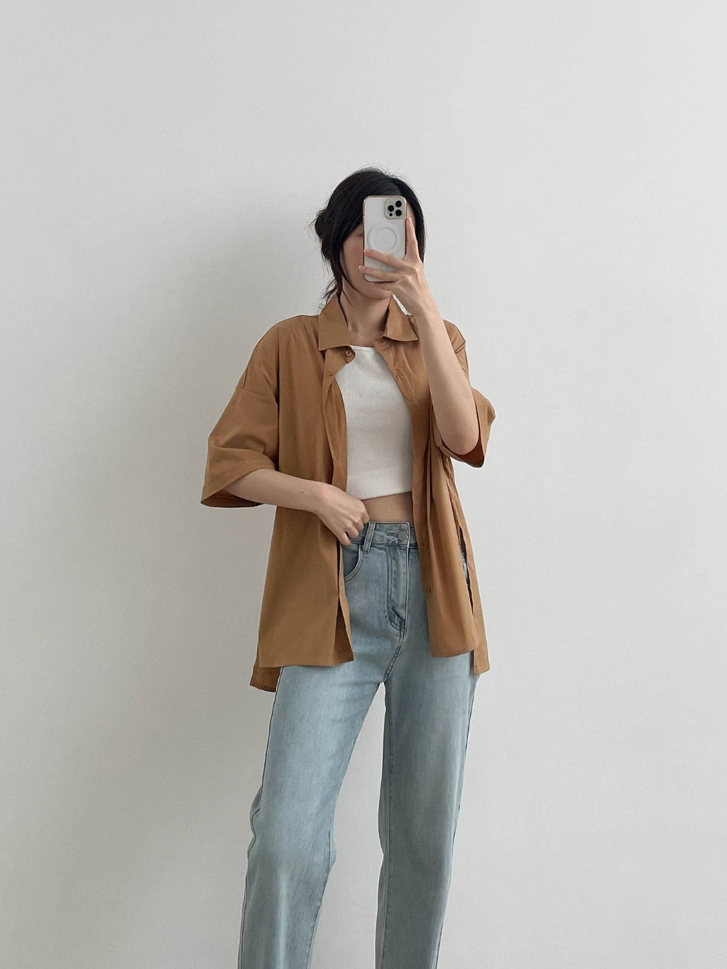 Kadaka T-0500 Basic Oversized Shirt with Slit | Atasan Kemeja Wanita Oversized