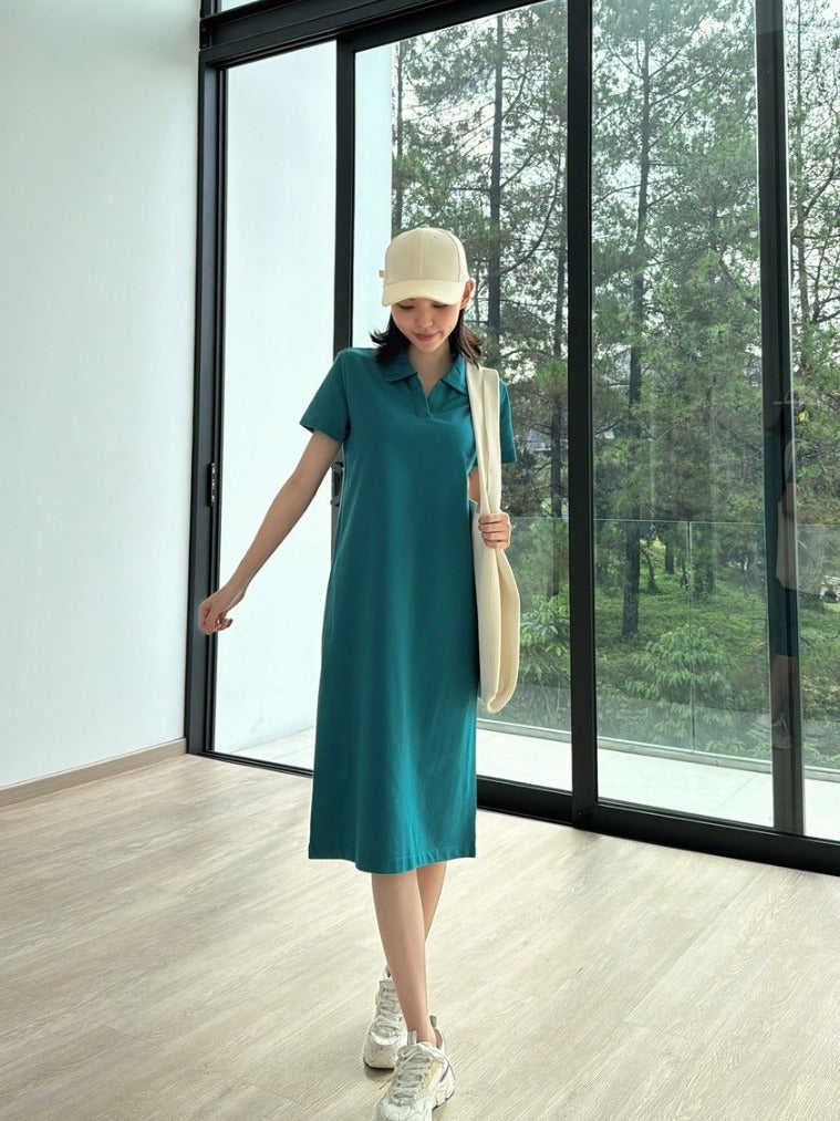 Kadaka D-0232 Polo Midi Dress | Dress Kerah Wanita