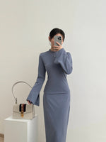 Muat gambar ke penampil Galeri, Kadaka T-0530 Turtle Neck Knit Stretch Emboss Top | Atasan Wanita Lengan Panjang Emboss
