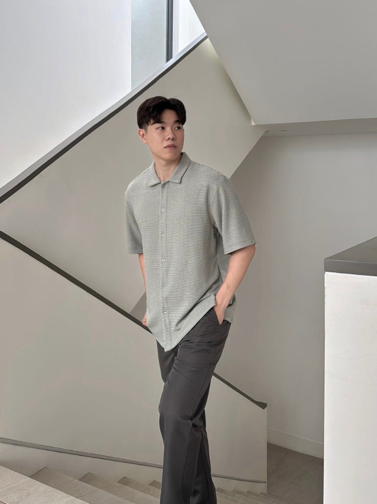 Kadaka MT-0225 Men Short Sleeve Tweed Shirt | Atasan Kemeja Tweed Tangan Pendek