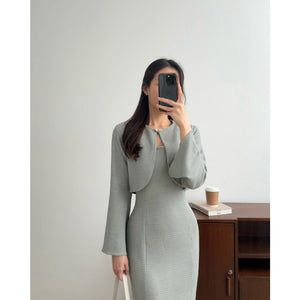 Kadaka O-0213 Long Sleeve Tweed Crop Outer | Luaran Wanita Outer Lengan Panjang