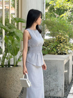 Muat gambar ke penampil Galeri, Kadaka T-0559 Sleeveless Scrunch Top | Atasan Wanita Detail Smock Pinggang

