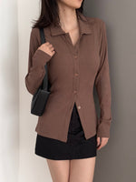 Muat gambar ke penampil Galeri, Kadaka T-0558 Long Sleeve Shirt Stretch | Atasan Kemeja Wanita Lengan Panjang
