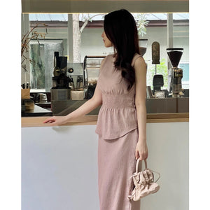Kadaka T-0559 Sleeveless Scrunch Top | Atasan Wanita Detail Smock Pinggang