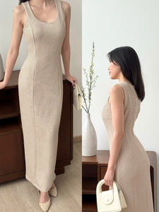 Kadaka D-0262 Tweed Sleeveless Maxi Dress | Dress Panjang Wanita Tweed