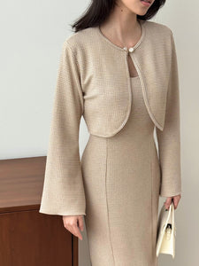 Kadaka O-0213 Long Sleeve Tweed Crop Outer | Luaran Wanita Outer Lengan Panjang