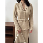 Muat gambar ke penampil Galeri, Kadaka O-0214 Tweed Outer Blazer with Belt | Luaran Blazer Wanita Lengan Panjang
