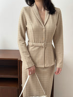 Muat gambar ke penampil Galeri, Kadaka O-0214 Tweed Outer Blazer with Belt | Luaran Blazer Wanita Lengan Panjang
