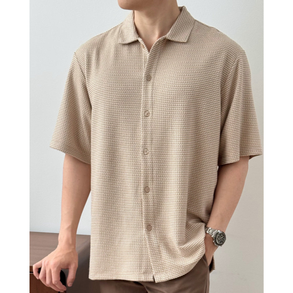Kadaka MT-0225 Men Short Sleeve Tweed Shirt | Atasan Kemeja Tweed Tangan Pendek