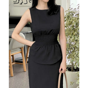 Kadaka T-0559 Sleeveless Scrunch Top | Atasan Wanita Detail Smock Pinggang