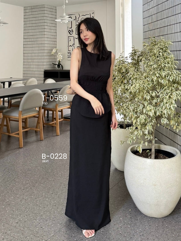 Kadaka T-0559 Sleeveless Scrunch Top | Atasan Wanita Detail Smock Pinggang