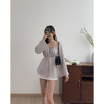 Muat gambar ke penampil Galeri, Kadaka T-0557 Long Sleeve Square Neck Scrunch Top | Atasan Wanita Off Shoulder
