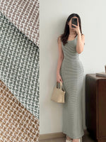 Muat gambar ke penampil Galeri, Kadaka D-0262 Tweed Sleeveless Maxi Dress | Dress Panjang Wanita Tweed
