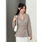 Muat gambar ke penampil Galeri, Kadaka O-0214 Tweed Outer Blazer with Belt | Luaran Blazer Wanita Lengan Panjang
