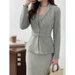 Muat gambar ke penampil Galeri, Kadaka O-0214 Tweed Outer Blazer with Belt | Luaran Blazer Wanita Lengan Panjang

