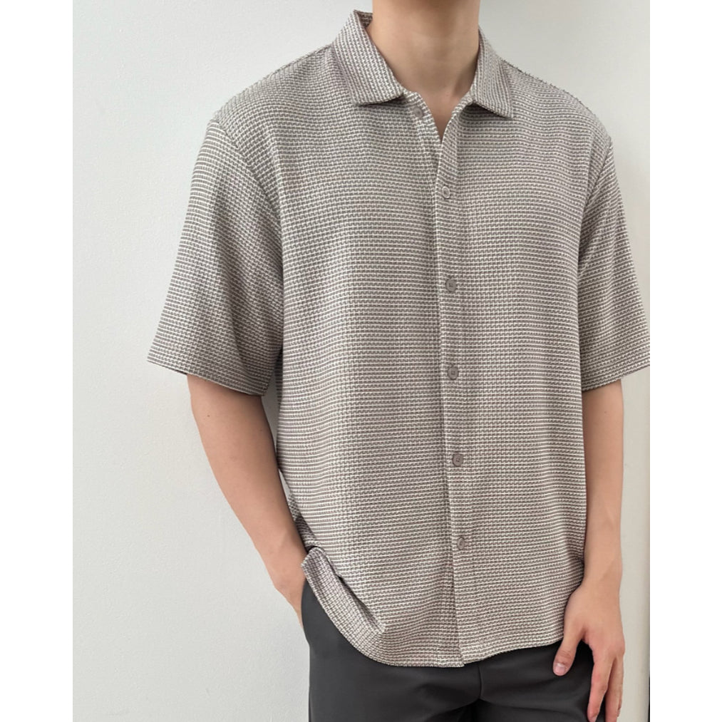 Kadaka MT-0225 Men Short Sleeve Tweed Shirt | Atasan Kemeja Tweed Tangan Pendek