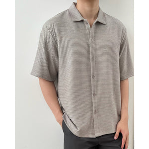 Kadaka MT-0225 Men Short Sleeve Tweed Shirt | Atasan Kemeja Tweed Tangan Pendek