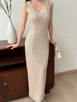 Muat gambar ke penampil Galeri, Kadaka D-0262 Tweed Sleeveless Maxi Dress | Dress Panjang Wanita Tweed
