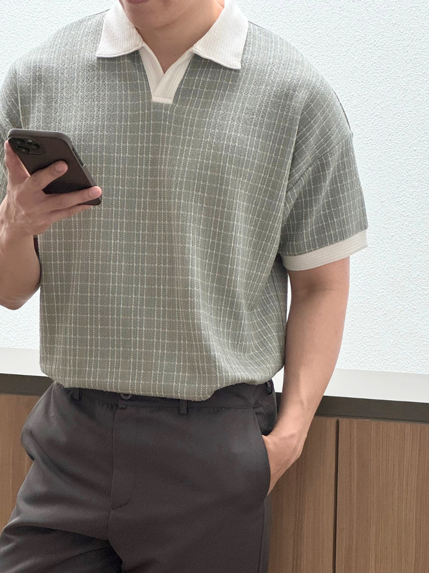 Kadaka MT-0224 Men Polo Shirt Tweed Plaid | Atasan Kaos Polo Pria Tweed