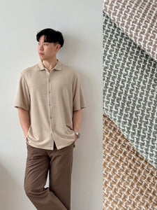 Kadaka MT-0225 Men Short Sleeve Tweed Shirt | Atasan Kemeja Tweed Tangan Pendek