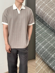 Kadaka MT-0224 Men Polo Shirt Tweed Plaid | Atasan Kaos Polo Pria Tweed