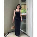 Muat gambar ke penampil Galeri, Kadaka T-0556 Sleeveless Square Neck Peplum Scrunch Top | Atasan Wanita Airflow Linen
