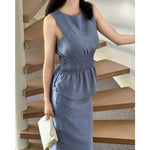 Muat gambar ke penampil Galeri, Kadaka T-0559 Sleeveless Scrunch Top | Atasan Wanita Detail Smock Pinggang
