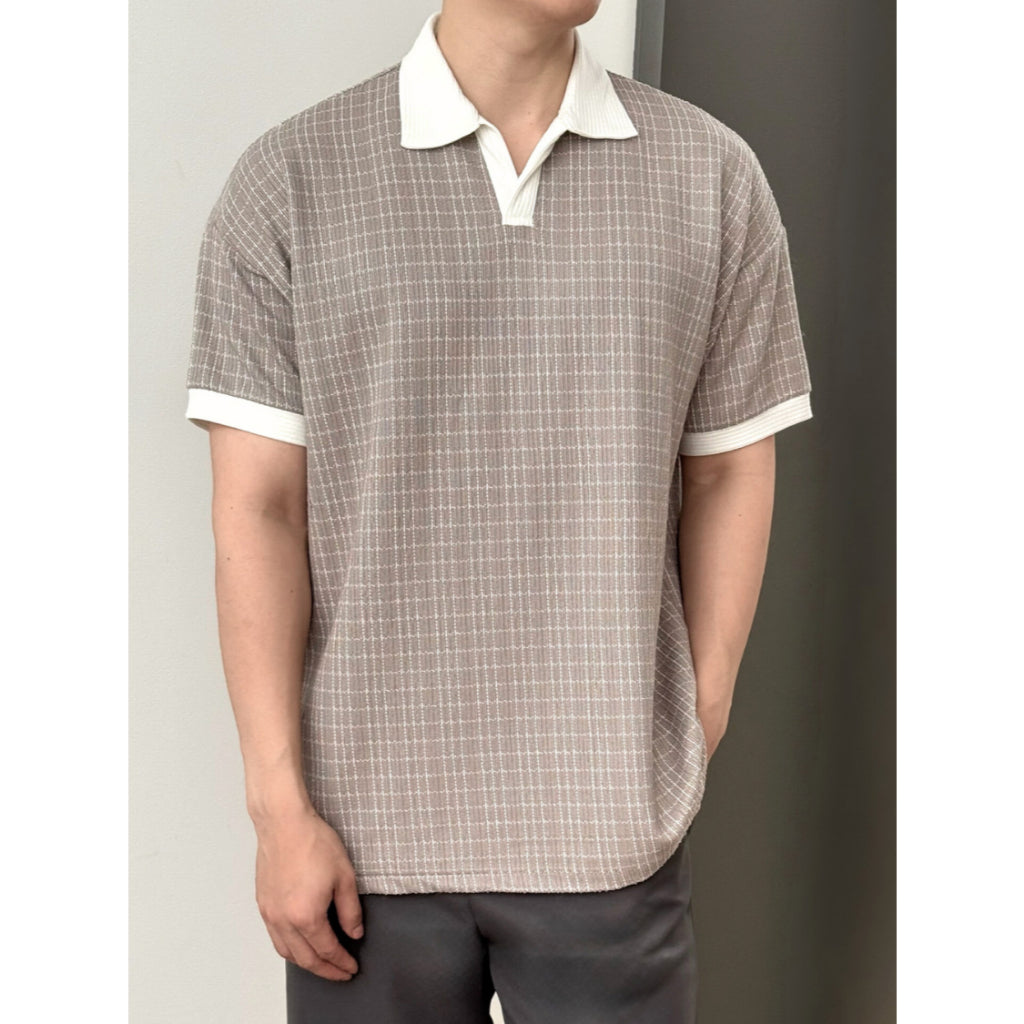Kadaka MT-0224 Men Polo Shirt Tweed Plaid | Atasan Kaos Polo Pria Tweed