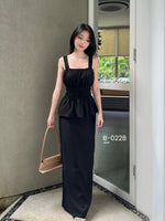 Muat gambar ke penampil Galeri, Kadaka T-0556 Sleeveless Square Neck Peplum Scrunch Top | Atasan Wanita Airflow Linen
