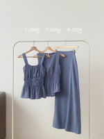 Muat gambar ke penampil Galeri, Kadaka T-0556 Sleeveless Square Neck Peplum Scrunch Top | Atasan Wanita Airflow Linen
