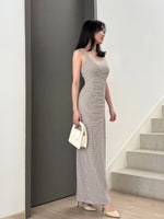 Muat gambar ke penampil Galeri, Kadaka D-0262 Tweed Sleeveless Maxi Dress | Dress Panjang Wanita Tweed
