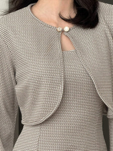 Kadaka O-0213 Long Sleeve Tweed Crop Outer | Luaran Wanita Outer Lengan Panjang