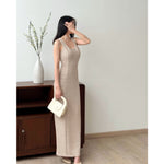 Muat gambar ke penampil Galeri, Kadaka D-0262 Tweed Sleeveless Maxi Dress | Dress Panjang Wanita Tweed
