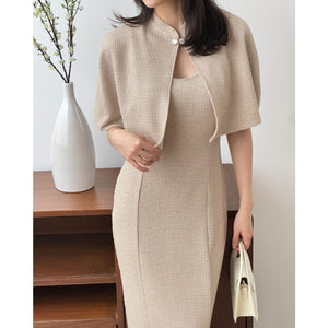Kadaka O-0212 Tweed Cape Crop Outer | Luaran Outer Wanita