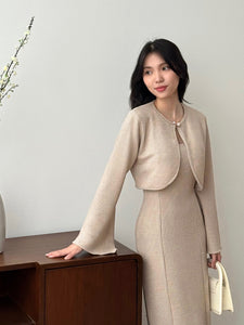 Kadaka O-0213 Long Sleeve Tweed Crop Outer | Luaran Wanita Outer Lengan Panjang