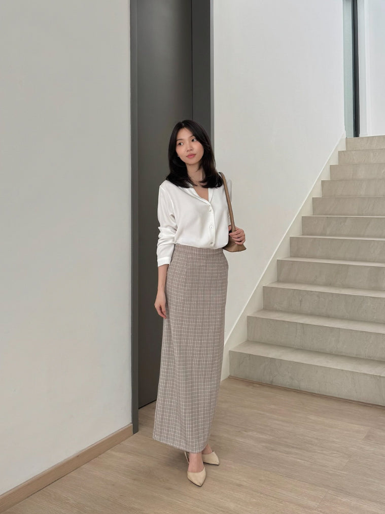 Kadaka B-0229 Tweed Maxi Skirt Stretch | Rok Panjang Wanita