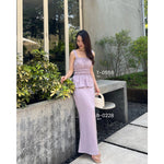 Muat gambar ke penampil Galeri, Kadaka T-0556 Sleeveless Square Neck Peplum Scrunch Top | Atasan Wanita Airflow Linen
