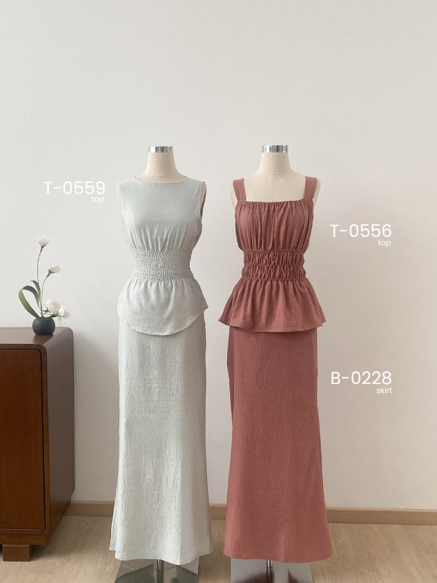 Kadaka T-0559 Sleeveless Scrunch Top | Atasan Wanita Detail Smock Pinggang