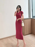 Muat gambar ke penampil Galeri, Kadaka D-0223 Maxi Dress with Slit | Dress Panjang Wanita
