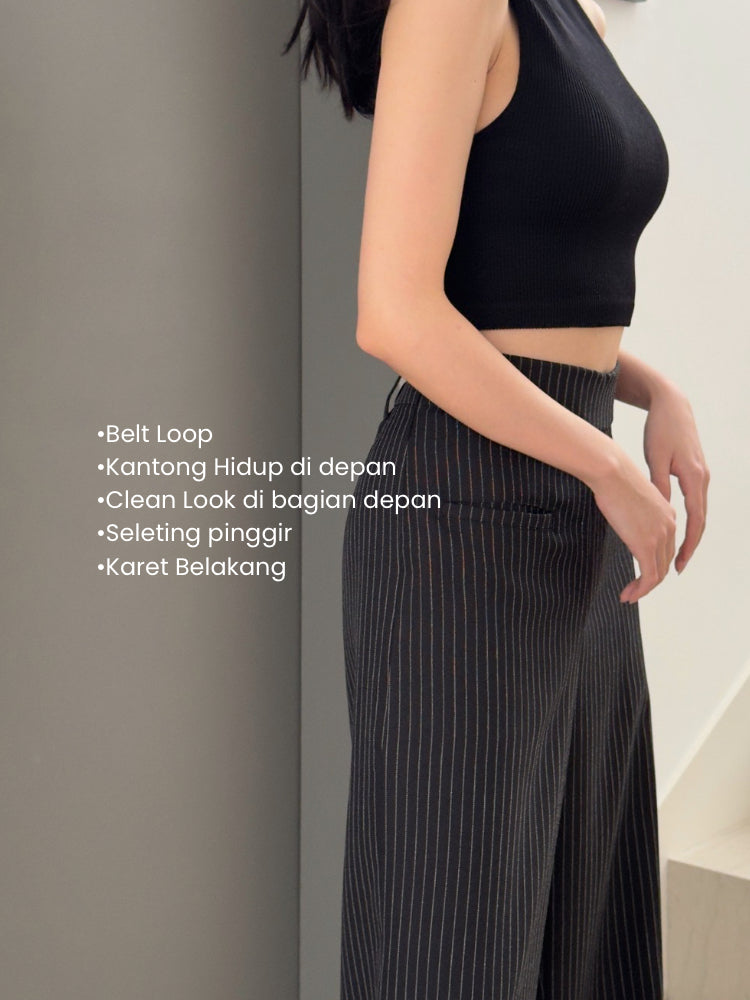 Kadaka B-0227 Long Stripes Culotte | Celana Kulot Wanita Rapi Garis